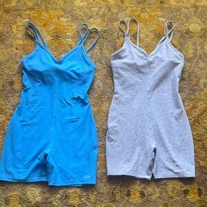 Blue and Gray Spaghetti Strap Rompers